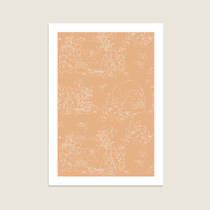 Skull and Flowers - Pattern Orange
